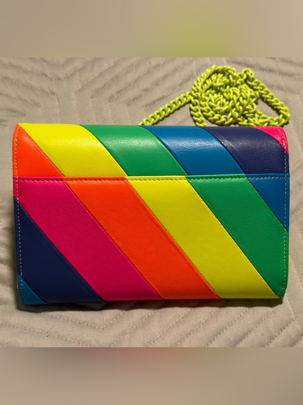 Kurt Geiger London Brixton Neon Rainbow Chain Wallet NWOT - Picture 4 of 9